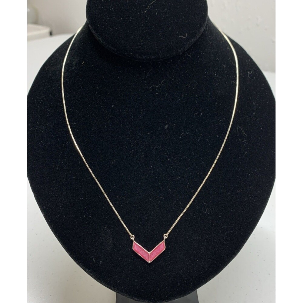 Silpada 925 Sterling Silver Pink Quartzite Chevron Necklace N3030 18-20”